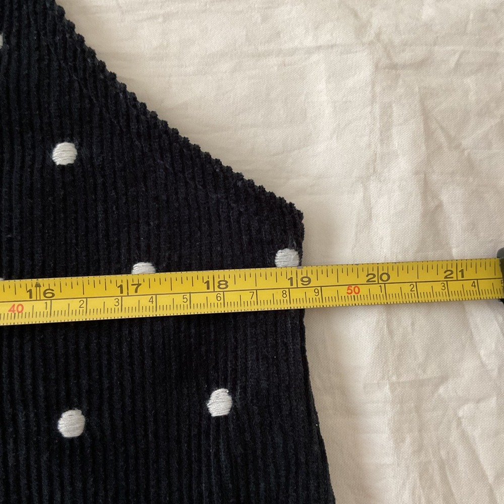 Topshop Black Polka Dot Corduroy Pinafore Overall Dress Women 8 Retro Schoolgirl - Picture 14 of 16